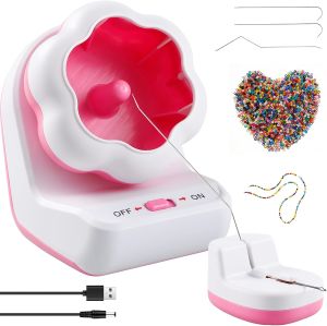 Electric Bead Spinner Clay Bead Spinner for Bracelet Making Kit Clay Bead Bracelet Kit with Needles Fast Electric Beading Machine Beading Bowl Spinner Kit for Making Jewelry DIY Bracelet Necklace