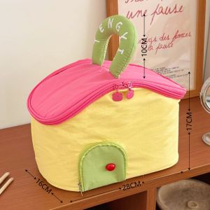STARGOODS Multifunctional Handheld Makeup Bag Waterproof Nylon House Shape Cosmetic Bag Toiletry Organizer Cartoon Skincare Storage Bag Travel