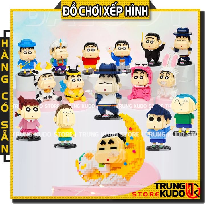 Mô hình Shin Cậu Bé Bút Chì dạng Đồ chơi xếp hình Shin dễ thương làm quà tặng, đồ decor