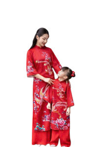Áo Dài Truyền Thống # Bộ Áo Dài Lụa Hà Cúc Cho Mẹ Và Bé # Bộ Áo Dài Mẹ Và Bé