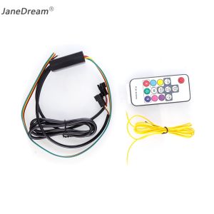JaneDream 2Pcs 30/45/60cm RGB Daytime Running Light DRL Flowing Multi Color LED Strip Turn Signal Lights For Headlight