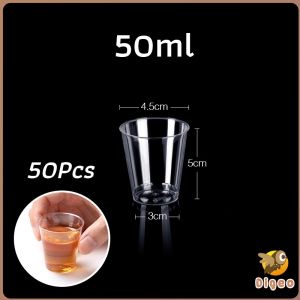 Digeo 50pcs Disposable Plastic Cup Transparent Household Meal Cup Wedding Cups 30ml 50ml