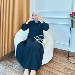 New Belaria Set Rok Bahan Crinkle Setrok wanita terbaru 2025 bahan crinkle Oneset wanita dewasa