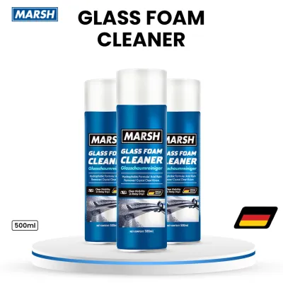 Marsh Glass Foam Cleaner 500ml Hydrophobic Formula for Clear Vision & Long-Lasting Shine Household and Vehicles Cleaning Solution Removes Stains and Oil film Dirt Easily