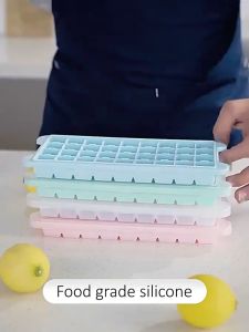 Silicone Ice Cube Tray with Lid Easy Release 24/36 Grid BPA Free Stackable Ice Mold FREEZER SAFE