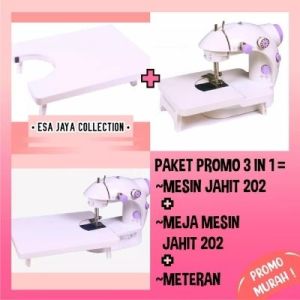PAKET 5IN1 MESIN JAHIT MINI PORTABLE+MEJA+SEWING KIT FREE JARUM JAHIT 12 PC