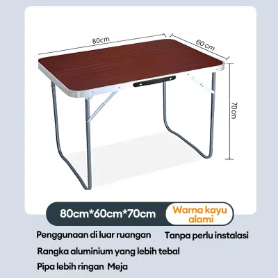 Meja Lipat Outdoor Meja makan Meja Lipat 120x60cm Aluminium Meja Lipat Koper Meja makan lipat biru