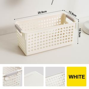 (BUNDLE OF 2) Citylife Plastic Storage Basket Organizer Toy Storage Kitchen Organizer with handle Basket with holes L-710102030405