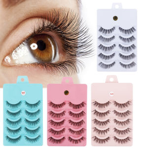 ขนตาปลอม3D ขนตาปลอมขนมิงค์5คู่ขนตาปลอมต่อขนตาแบบวอลลุ่มยาวแต่งหน้าตามธรรมชาติ