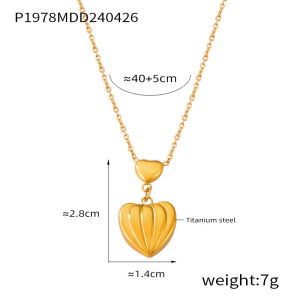 Cross-border best-selling niche textured heart pendant jewelry cross-shaped oil-drip design round pendant titanium steel gold-plated necklace