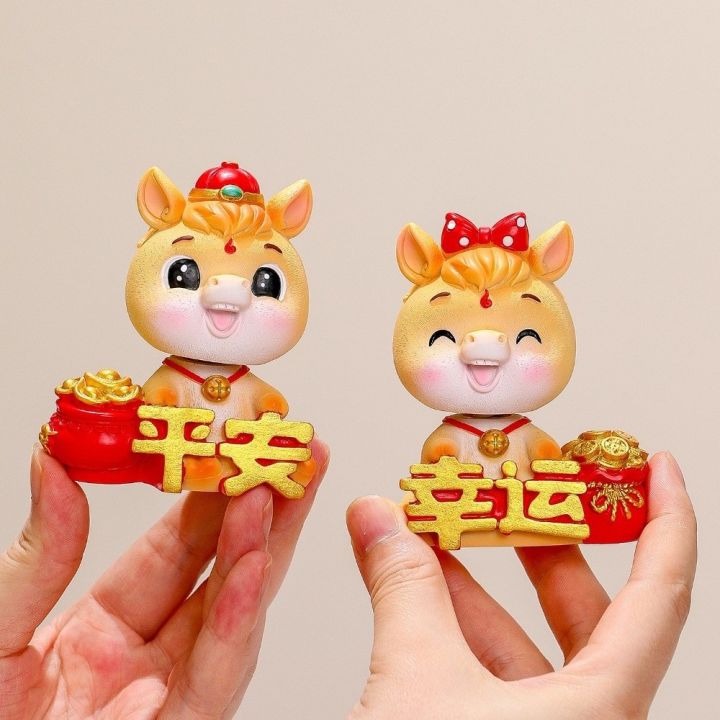 VB45D Year of The Horse 2026 Horse Year Mascot Cute Resin Zodiac Horse ...