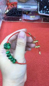 Vòng đeo tay dây cáp Cỏ mix Đồng Điếu Ngọc Cẩm Thạch Sơn Thủy