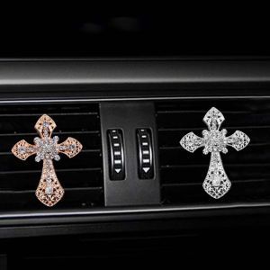DBP1099 Car Interior Accessories Diamond Conditioning Diamond Cross Crucifixion Car Smell Flavoring In Vent Clip Christian Outlet Perfume clip Car Air Freshener