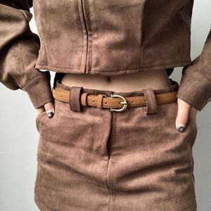BESTITIT Thiết kế sang trọng Thắt lưng da lộn Cổ điển Đa năng Thắt lưng retro Thời trang Khóa cài Thắt lưng mờ Trang trí cho phụ nữ