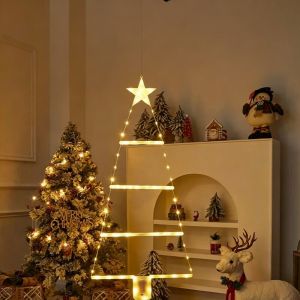 Christmas Tree Ladder Lights LED Warm White Multicolor Battery Operated 3AAA 8 Modes Xmas Tree Home Holiday Decor
