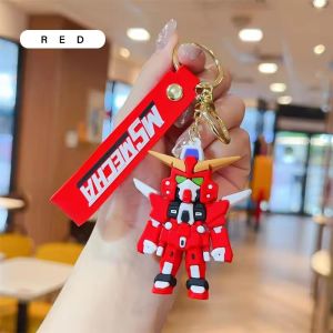 Mini Anime Figure Keychain Mobile Suit Robot Cute 3D Chibi PVC Keyring Cartoon Kawaii Car Bag Pendant Cosplay Accessories