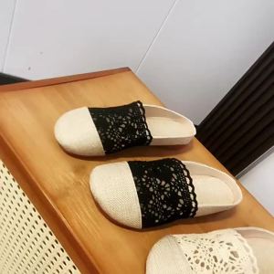 [Free Shipping] WomenS New Linen Breathable Closed-Toe Slip-On Slippers For Home Indoor And Outdoor Wear Lazy Shoes
