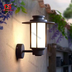Đèn Tường Kim Loại Sơn Đen Phong Cách Hoài Cổ Ngoài Trời
