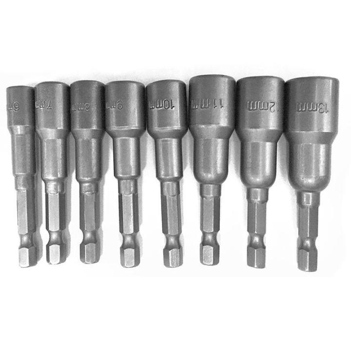 8pcs 1 4 inch Hex Magnetic Nut Driver Socket Set Metric Impact Drill Bits 6 to 13mm Adapter Lazada