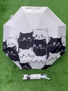 AE Fully automatic large cat-themed sun umbrella dual-purpose for sun and rain black-coated folding umbrella