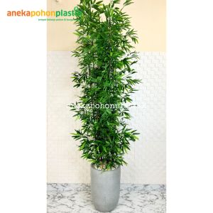 Pohon Daun Bambu Hijau Batang Hitam Pot Terasso Tanaman Artificial Latex Dekorasi Cafe Aesthetic