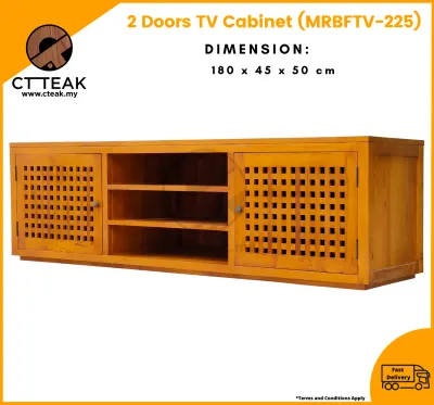 CT Teak Furniture Jati / Teak Wood 2 Doors TV Cabinet (MRBFTV-225)