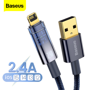 Baseus Cáp USB 2.4A Sạc Nhanh Cho iPhone 13 Pro Max 12 11 Dây Tự Động Tắt Nguồn Hỗ Trợ Truyền Dữ Liệu Cho iPad Cáp Sạc iPhone