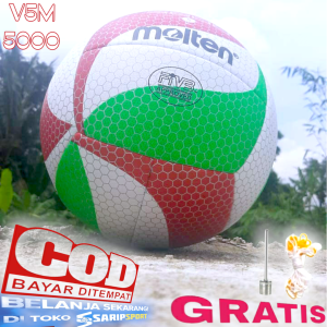 Bola Voli Premium Molten V5M 5000 - volleyball gratis pentol dan jaring