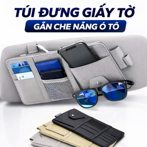 Túi Đựng Giấy Tờ Ô Tô Gắn Che Nắng – Da PU Siêu Bền Đựng Kính Mắt & Phụ Kiện Cực Tiện Lợi