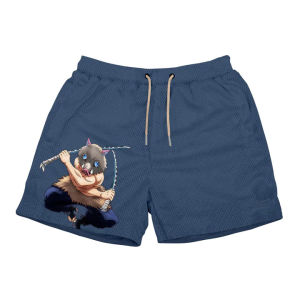 Anime Summer GYM Shorts Men Fashion Mesh Breathable Male Casual Shorts Comfortable Fitness Mens Bodybuilding Running Shorts