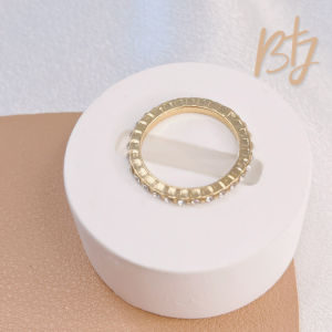 BTJ Korean Gold Inlay Zircon Ring Simple Row-Drill High-end Fashion Ring Hypoallergenic Ornaments