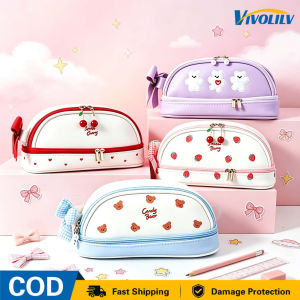 VIVOLILV Fast Delivery Shipping📦Cherry-themed Girly Pencil Case Simple And Cute Suitable For Elementary Middle And High School Students Birthday Style Korean Style.