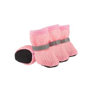 FENGIA 4pcs/set Breathable Dog Mesh Shoes Non-slip Reflective Dog Net Shoes Fashion Wear Resistant Hollow Out Dog Shoes Spring