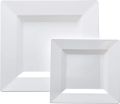 【Special Promotion】 White Plastic Plates - Premium White Square Plates Hard Plastic Dinner Plates Salad Dessert Plate For Party/wedding. 