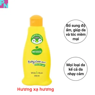 Tắm gội Wesser cho bé sữa tắm gội Wesser 2 trong 1 đặc biệt không cay mắt cho bé dung tích 200ml - 500ml