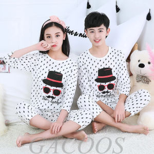 Teenage Girls Pajamas New Summer Long Sleeve Childrens Clothing Boys Sleepwear Cotton Pyjamas Sets for Kids 9 10 12 14 16 Years