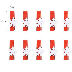 🎄Ready Stock🎄50PCS Christmas Wood Clips Xmas Tree Photo Clip Snowflake Deer DIY Craft Xmas Tree Mixed Cabochons Cartoon Wood Sticker Decor