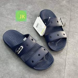 Dép 2 quai ngang cross Band Classic chuẩn xịn đúc liền khối tặng 10 sticker màu navy