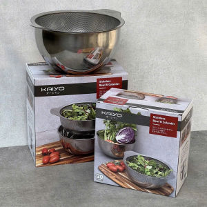 Bộ Tô Kèm Rổ Inox Kaiyo Size 20cm 24cm Dùng Rửa Rau Củ Quả Sạch Sẽ Dễ Vệ Sinh