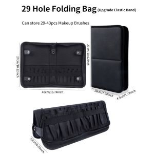 CHENGXU Lightweight Professional Cosmetic Brushes Bag Water-resistant Folding 14/29 Holes Cosmetic Brush Container Handbag Multifunctional Upright Makeup Brush Bag Makeup Artist