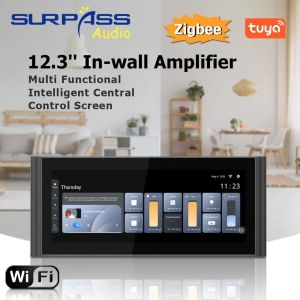 Big 12.3 inch TUYA WiFi Bluetooth Android 11 System Touch Screen Wall Amplifier Smart Home Theater Amp Support RS485 RJ45 ZigBee