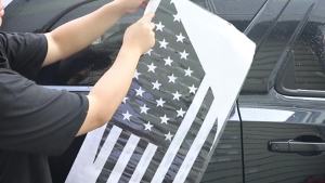 Cornerr JeCar Carbon Fiber Car US Flag Rear Window Decoration Stickers For Dodge Durango 2011 UP Auto Interior Mouldings Accessories 9Y3K6