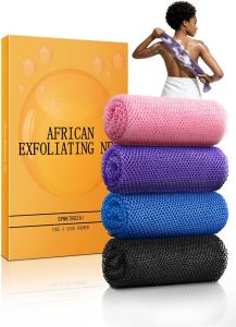 SPMKTBOZAI 4 Pack n Net Sponge n Exfoliating Net for Body Extra Long Stretchable n Wash Cloth Reaches Back Gentle Body Scrubber Daily shower for Exfoliating Quick Dry