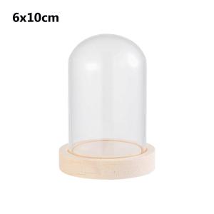INSTALLSTORE64RE9 Plants Fairy Lights Transparent Bottle Terrarium Jar Glass cloche Wooden base Dust Cover Flower Storage box