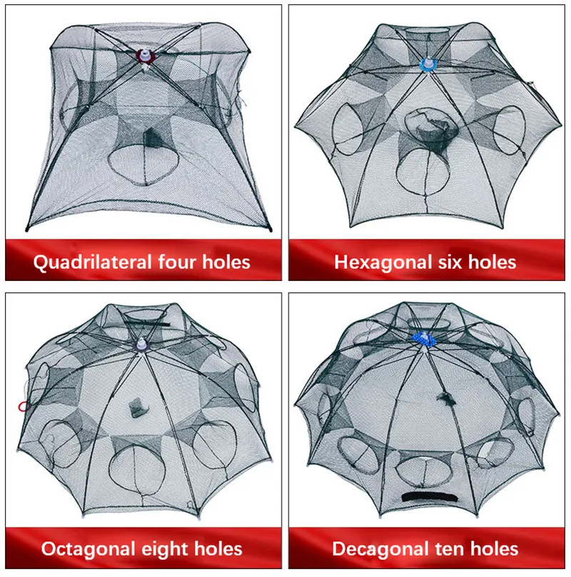 Fishing Net Trap Shrimp Cage Nylon Foldable Crab Fish Trap Cast