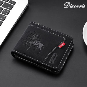New mens chain wallet European and American retro style horizontal zipper bag fashionable short card holder coin purse wholesale