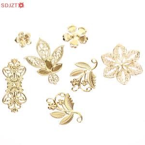 🚚【Local Express Delivery】🚚 50Pcs Vintage Metal Leaf Filigree Flower Slice Charms DIY Craft Jewelry Making