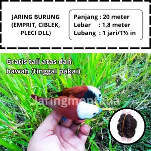 JEBAKAN BURUNG EMPRIT JARING BURUNG PIPIT PANJANG 20 METER SIAP PAKAI WARNA HITAM JARING PRENJAK