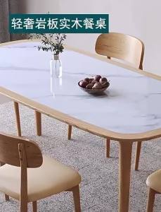 Solid Wood Dining Table Nordic Light Luxury Stone Plate Modern Simple Small Table Rectangular 4-6 Person Dining Table Set furniture