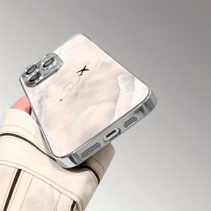 Flowing Cloud Airplane Flight Pattern Glass Phone Case Suitable for iPhone 17 16 15 14 13 12 11 Pro/Max/Plus Scratch resistant